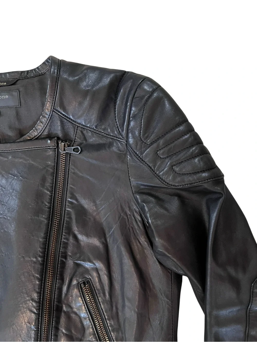 Rag & Bone Clare Lambskin Leather Moto Biker Jacket – Black – Size 2